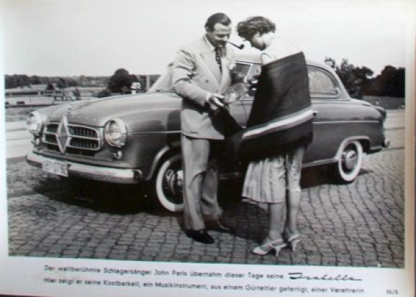 Borgward Isabella with singer John Paris 1955 Factoryphoto (7804)